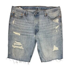 Levis 511 Denim Shorts Distressed Ripped Cut Off Light Wash Jean Shorts Mens W42